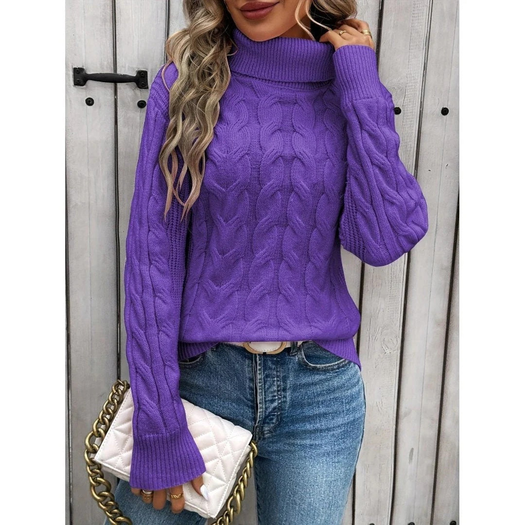 Pullover torsadé à col roulé