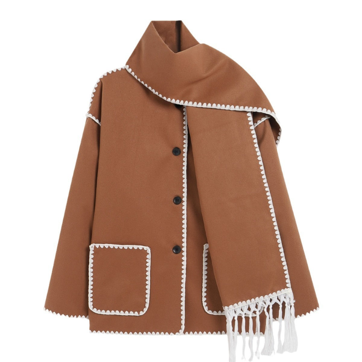Manteau en laine avec écharpe