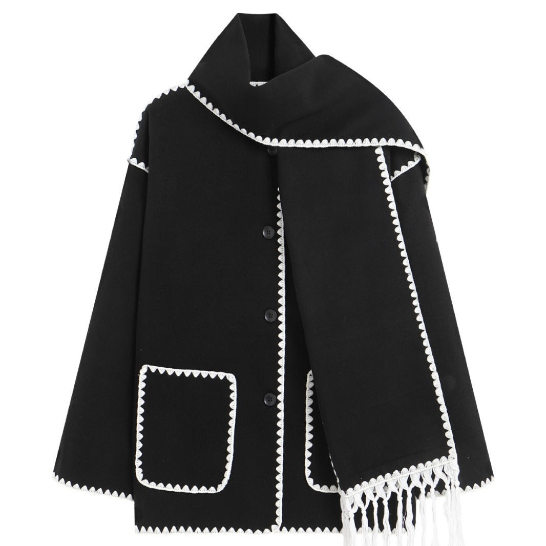 Manteau en laine avec écharpe