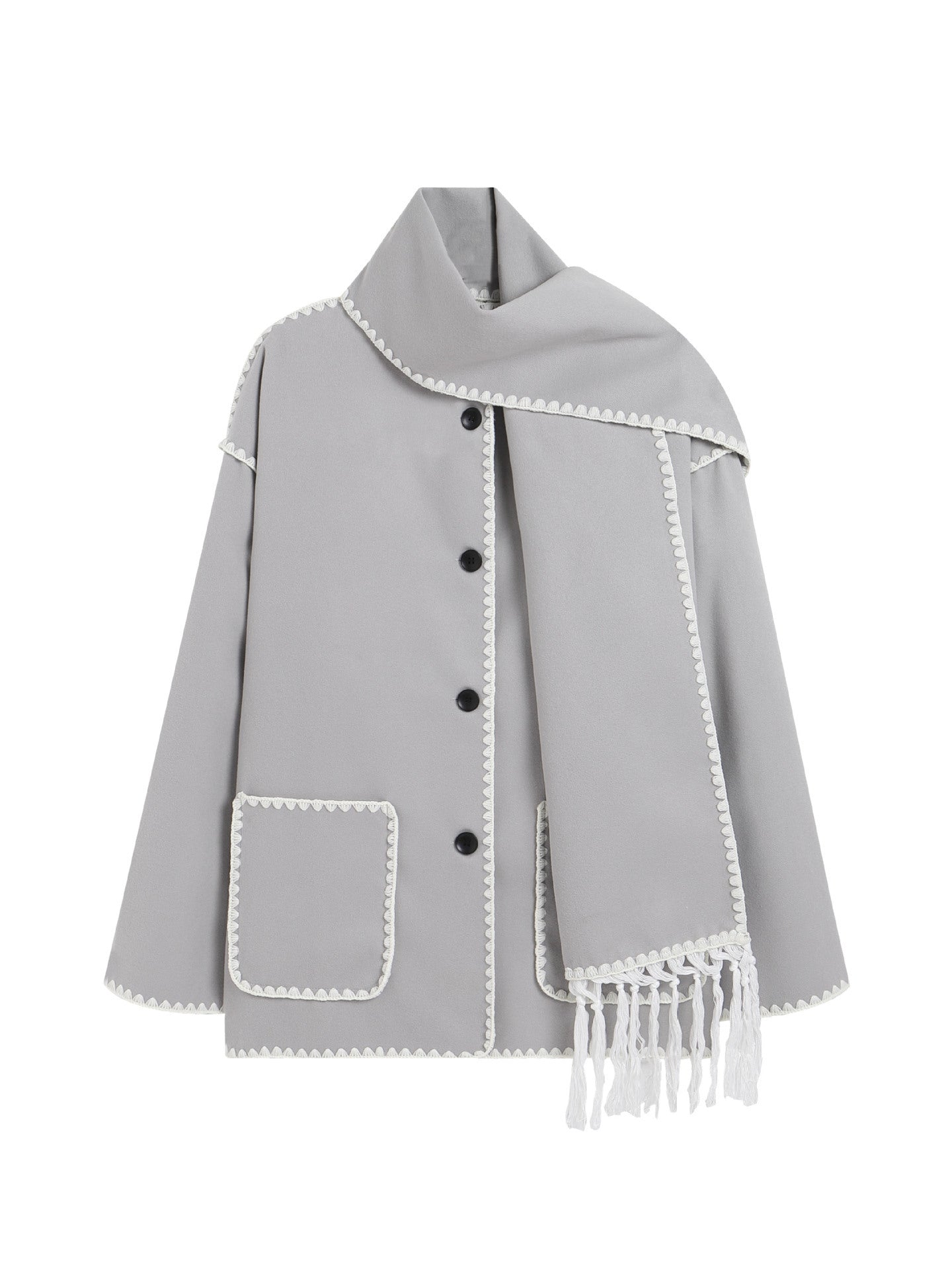 Manteau en laine avec écharpe