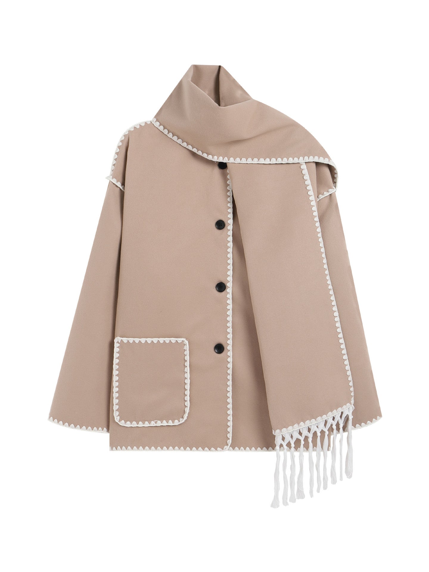 Manteau en laine avec écharpe