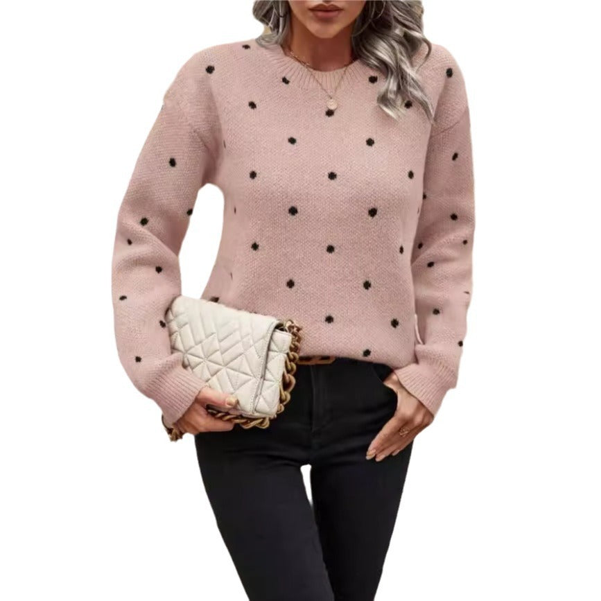 Pull en tricot à pois décontracté