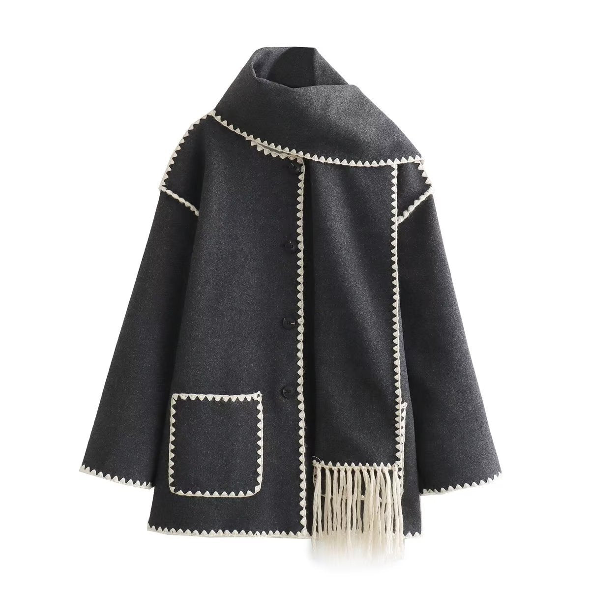 Manteau en laine avec écharpe