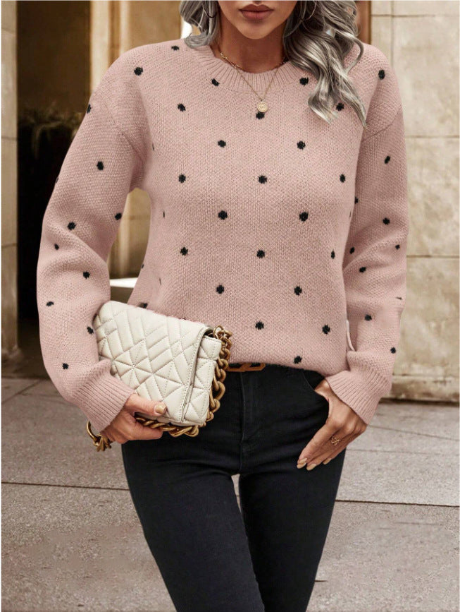 Pull en tricot à pois décontracté
