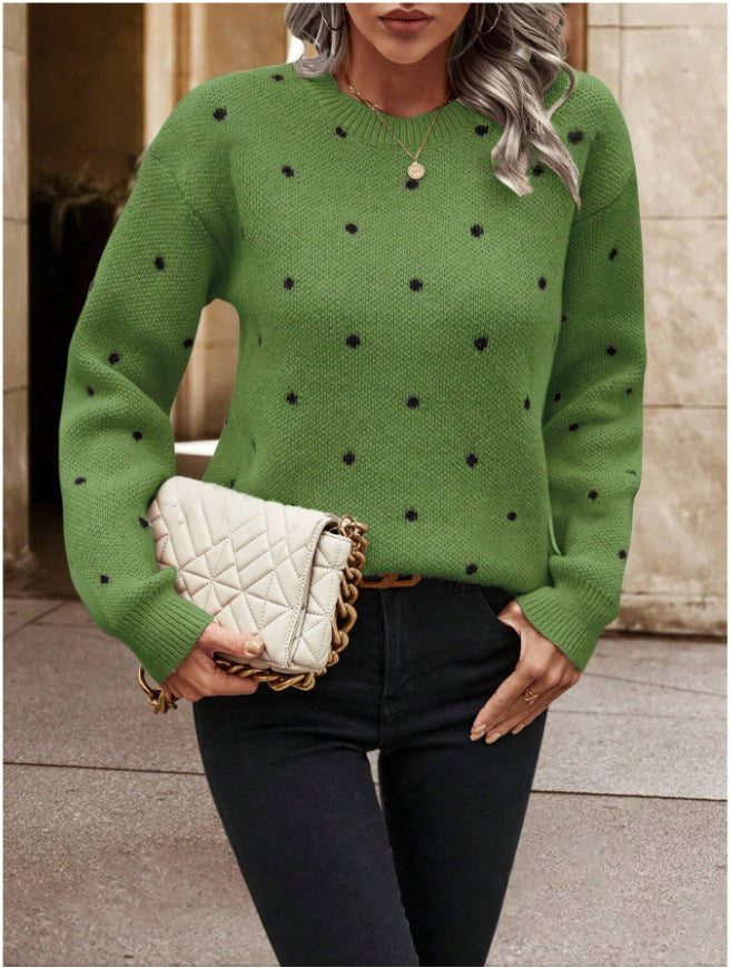 Pull en tricot à pois décontracté