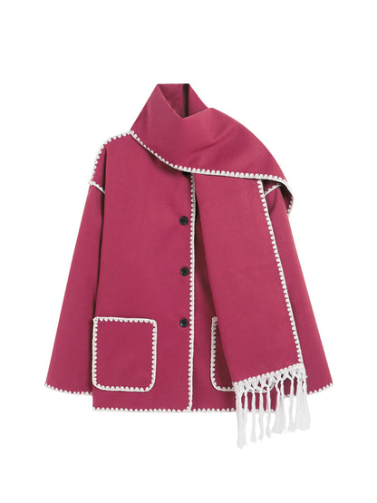 Manteau en laine avec écharpe
