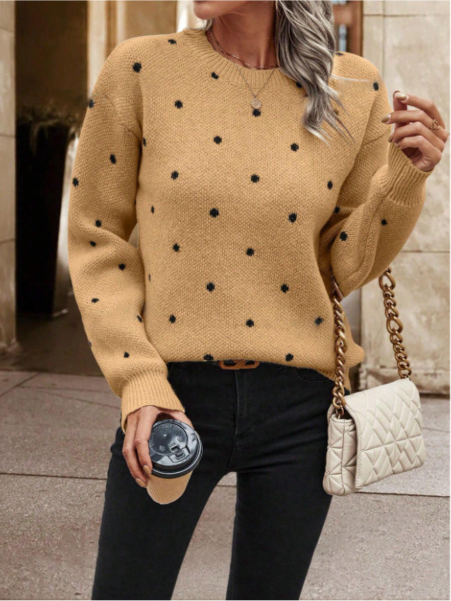 Pull en tricot à pois décontracté