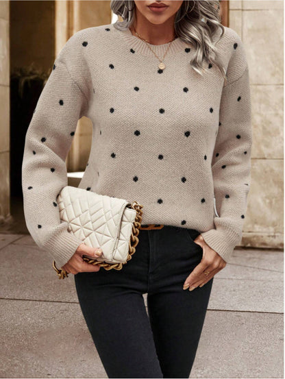 Pull en tricot à pois décontracté